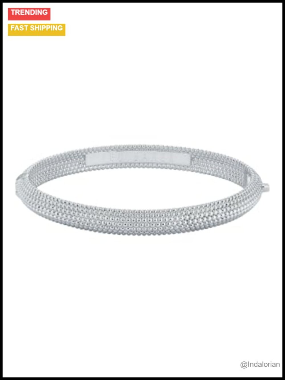 Dotett Textured Bangle Bracelet Silver-Tone Plated Brass Hinge Clos